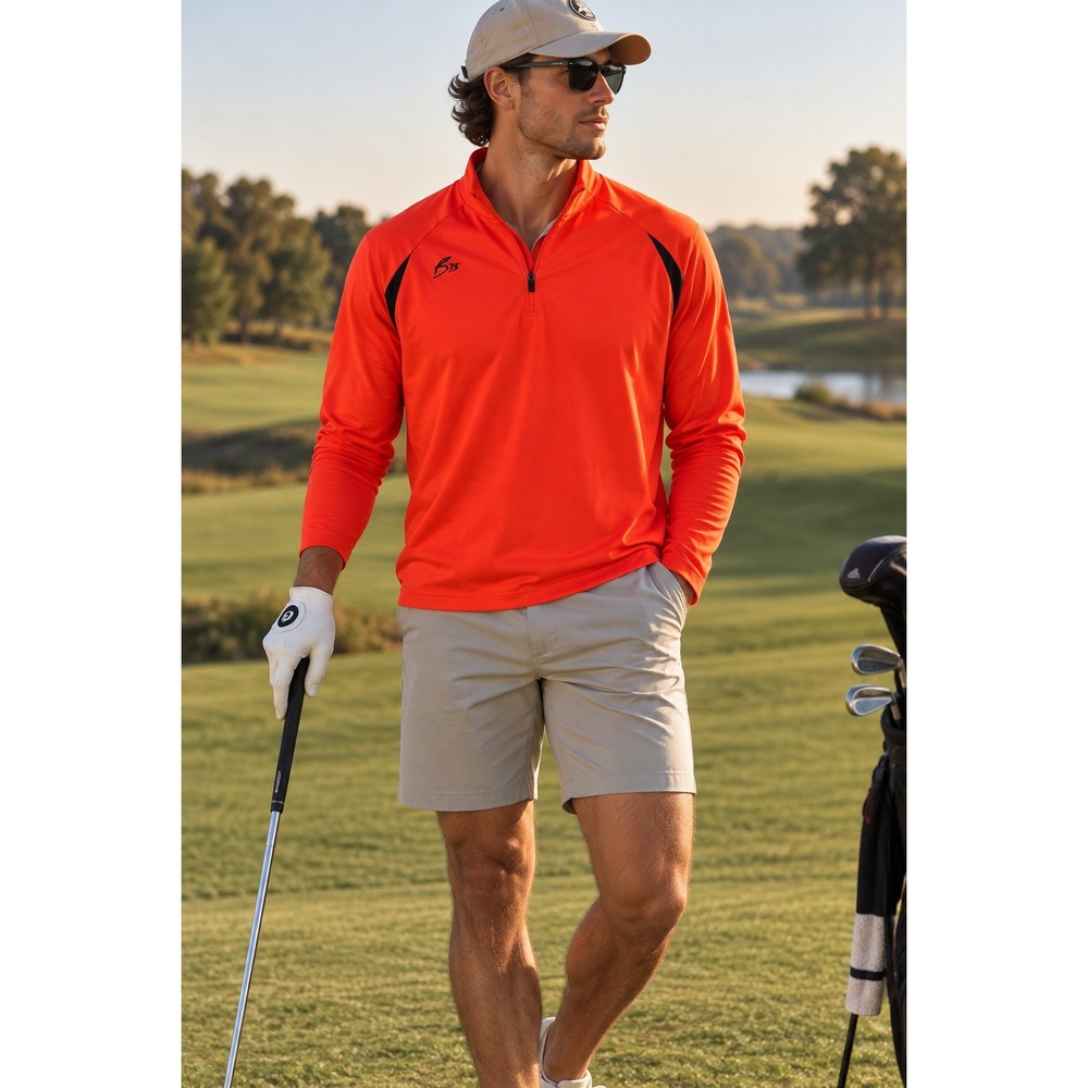 Bee Inspired BI2736 Mens S Orange Sweatshirt 1/4 Zip Closure